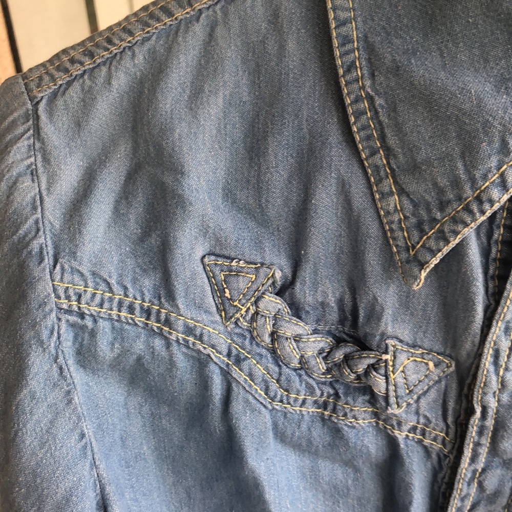 BRITTANIA 1970’s DENIM PEARL SNAP SHIRT M - Picture 3 of 6